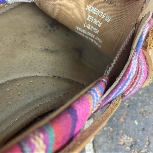 Sperry Slip On Leather Multi Color Trim Boat Shoes - Picture 7 of 8